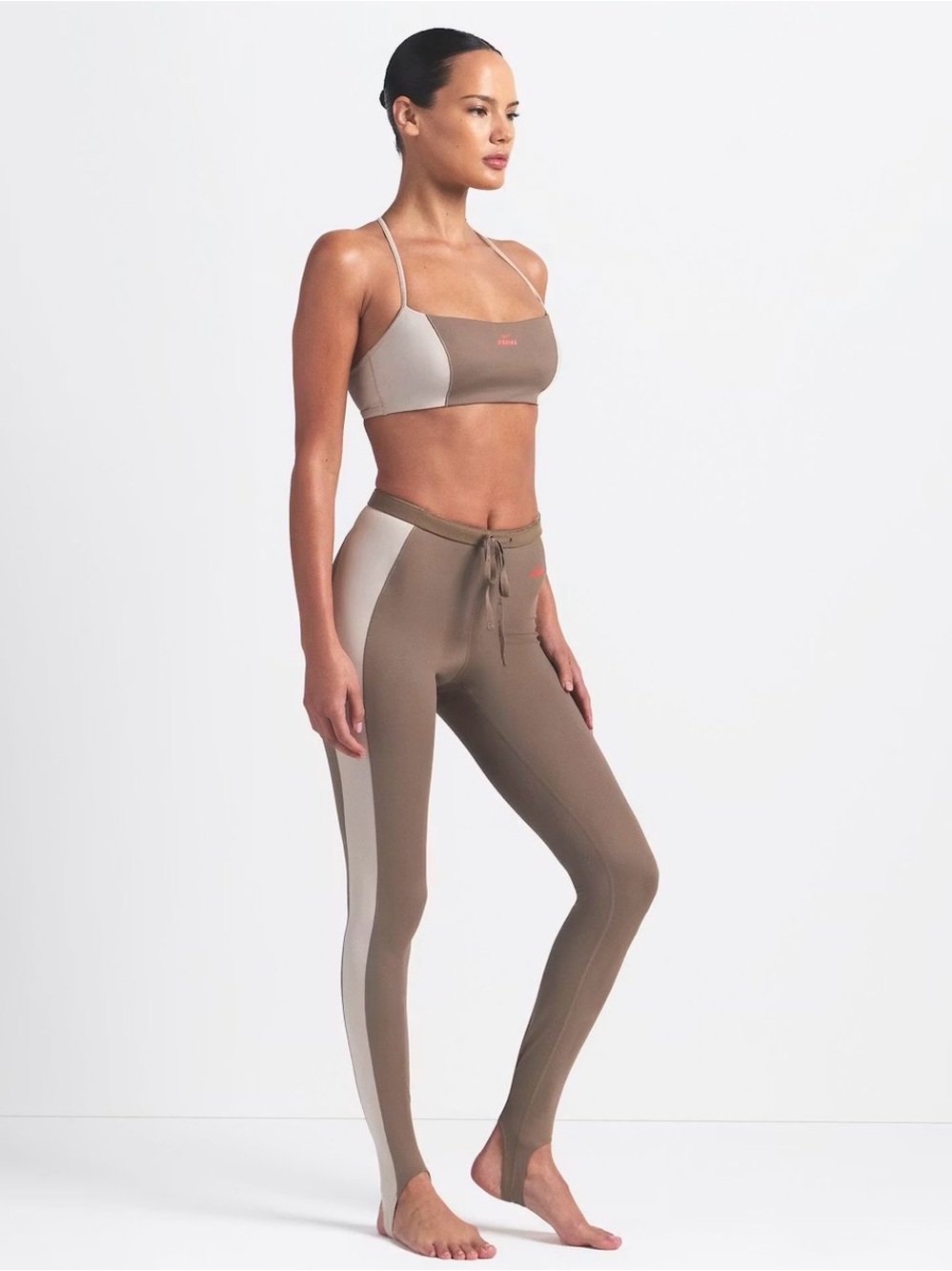 SKIMS Two-Tone Taupe and Cream Active Set
